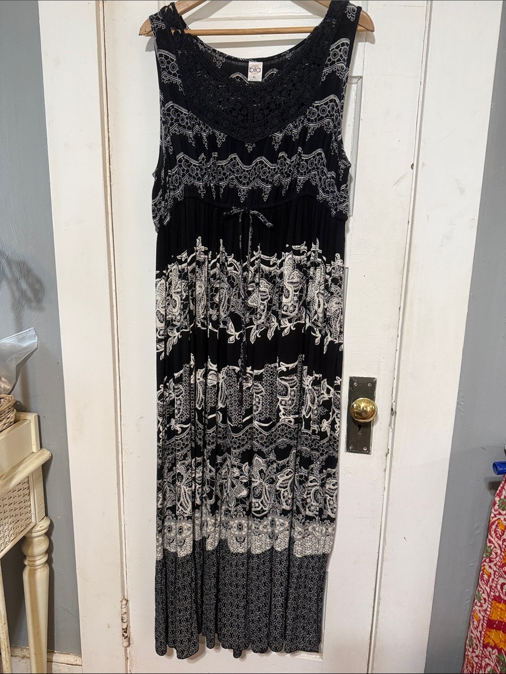 Bila Black and White Printed Maxi Dress